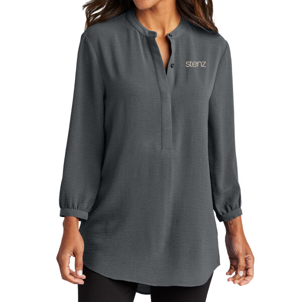   - Ladies 3/4 Sleeve Textured Crepe Tunic Thumbnail